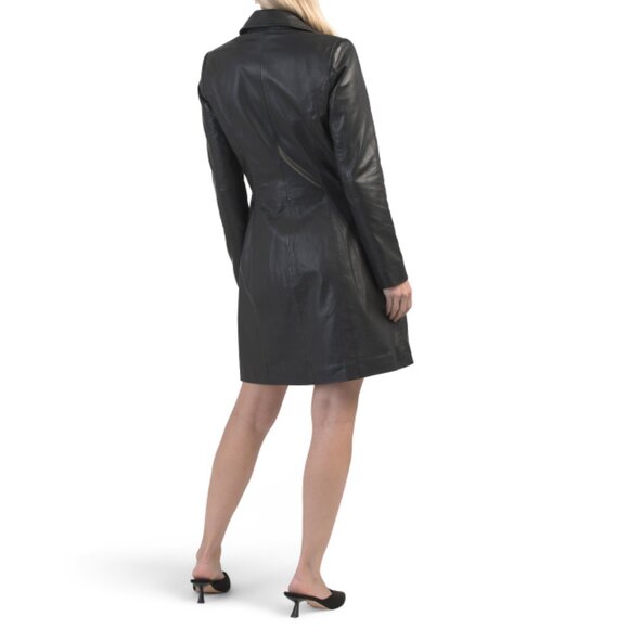 BOD & CHRISTENSEN Black Leather Mini Blazer Dress - Picture 2 of 2